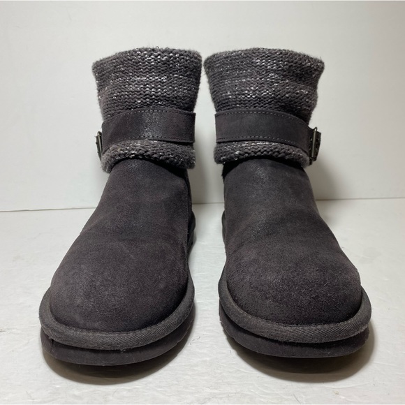 UGG Australia Cambridge Boots Womens Grey Suede Metallic Belted Size 8 - Picture 3 of 15